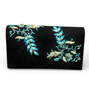 Luxury Embroidered Black Clutch Handmade